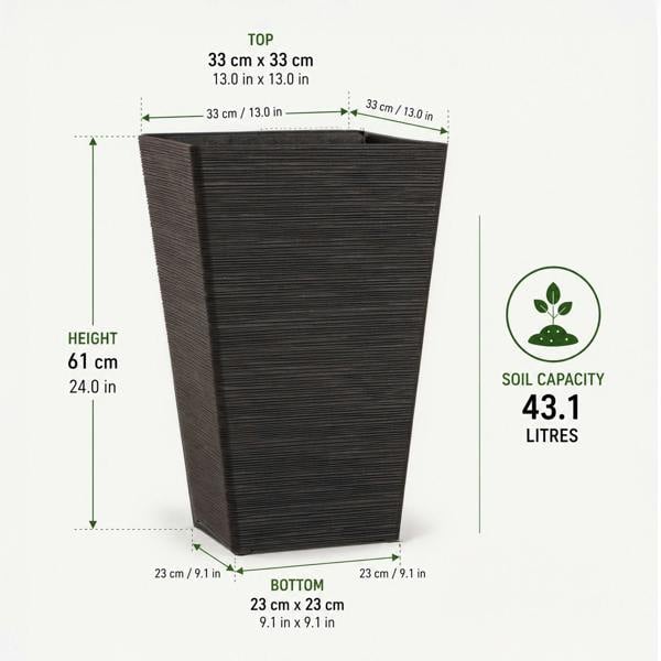 Nicoman Avondale Black Seagrass Recycled Rubber Plant Pot