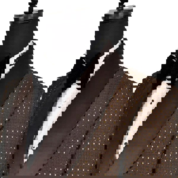 David WeJ Alfredo Double Breasted Shawl Lapel Dotted Jacquard Tuxedo - Brown