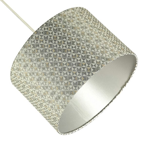 Modern Silver and Gold Cotton Lamp Shade with Squares and Diamonds Image 5