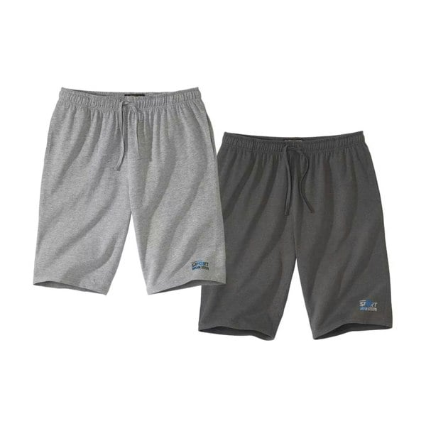 Atlas For Men Mens Mottled Casual Shorts (Pack of 2) - Light Grey/Dark Grey