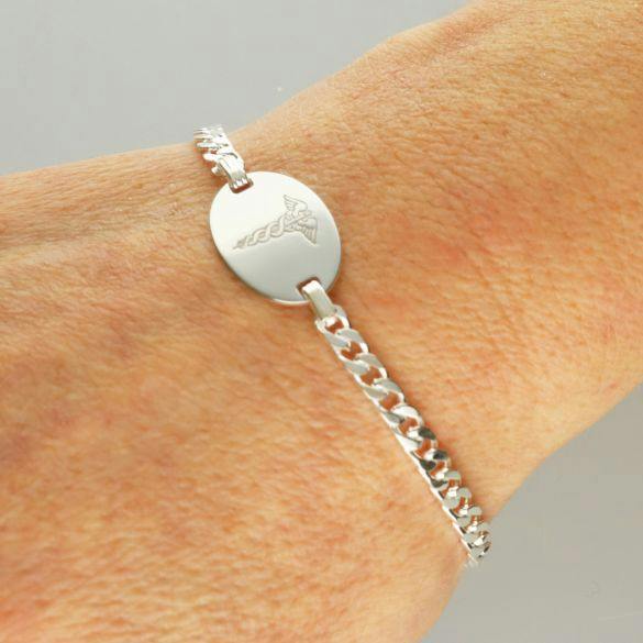 Christopher James of London Sterling Silver Ladies Medic ID Bracelet With Free Engraving