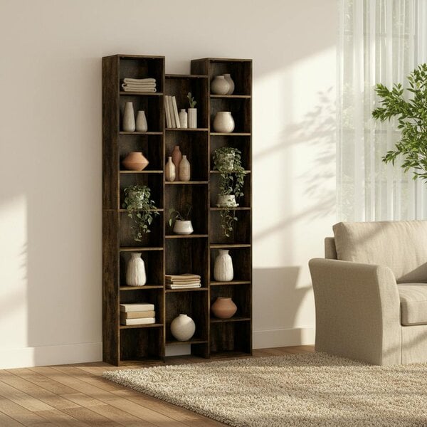 Wyld Haus Elmaso Wooden Brown Twenty One Compartment Storage Bookcase