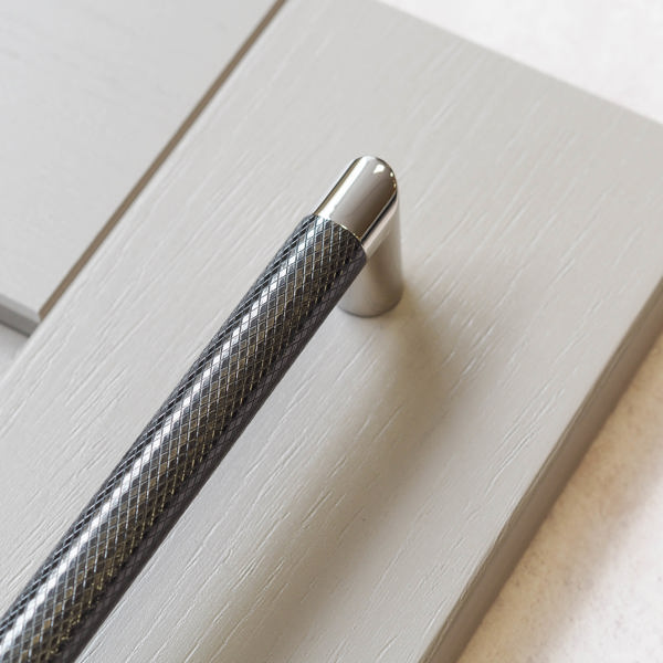Handle & Home Gunmetal/Polished Chrome Knurled D Handles