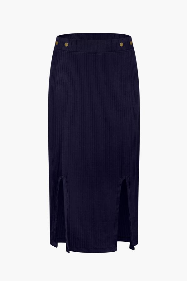 ENORSIA Crown Split Front Jersey Skirt