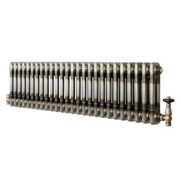Traditional 2 Column Radiator & Valves – 300mm x 1190mm - Raw Metal