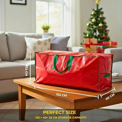 7.5ft Red Christmas Tree Storage Bag for Disassembled Artificial Trees with Zip Fastening image 4