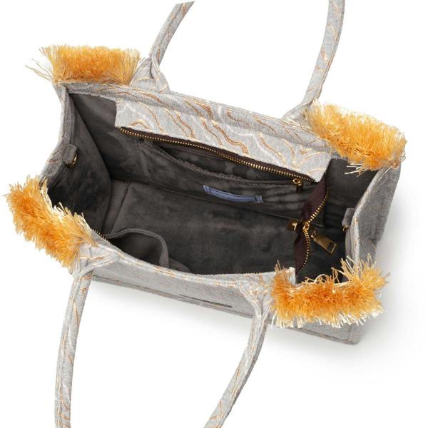 Elie Beaumont Fabric Tote - Velvet Lt Grey Gold