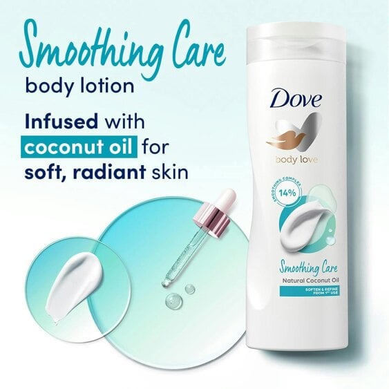 Dove Body Love Smoothing Care Body Lotion With Coconut Oil, 250ml 3 Pack