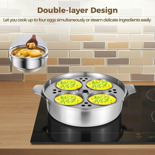 Havendro Stainless Steel Poached Egg Maker Pot Egg Poacher with 4x Bowls