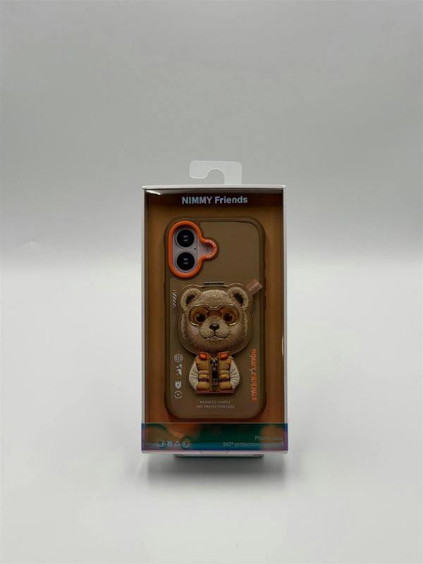 Nimmy Friends Nimmy Cool & Cute 2.0 Bear Case with MagSafe Stand for iPhone 17 6.3" Brown Orange - N-YJKM-CXZJZH-IP17-011-B