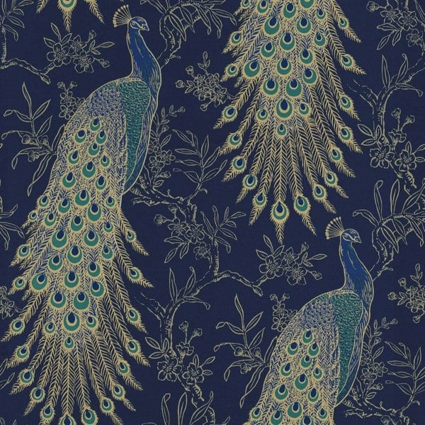 Rasch Wallpaper Peacock Navy Blue Wall Paper 282992