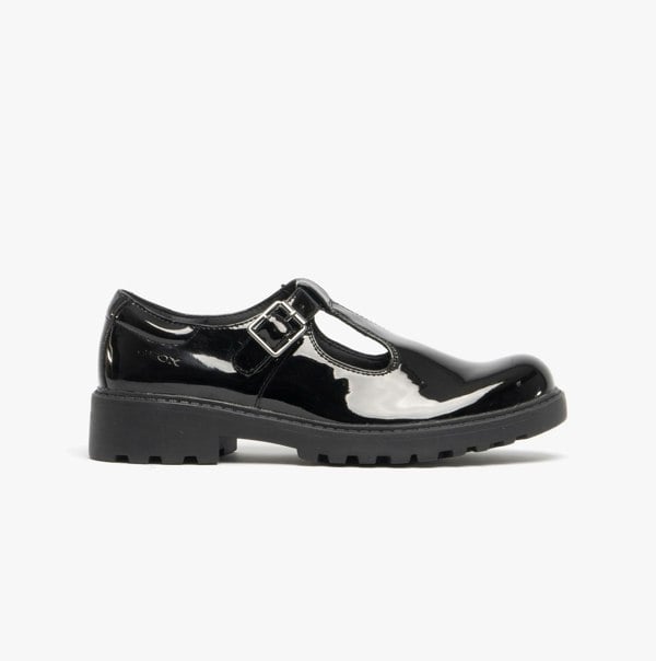 GEOX CASEY Girls School Shoes Patent Black