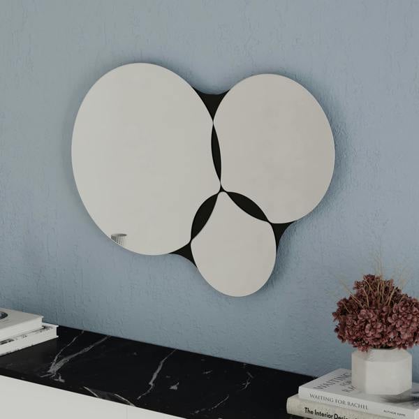 Decortie Gora Black Modern Unframed 3-Round Shape Mirror Wall-mounted Bathroom (H) 51.20cm (W) 75.40cm
