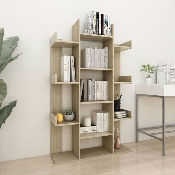 Berkfield Book Cabinet Sonoma Oak 86x25.5x140 cm Engineered Wood