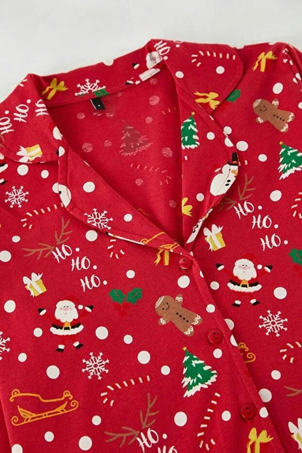WOVCOR 2-Piece 100% Cotton Christmas Themed Knit Pajama Set