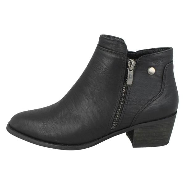 Spot On Ladies Spot On Mid Heel Ankle Boots F51137