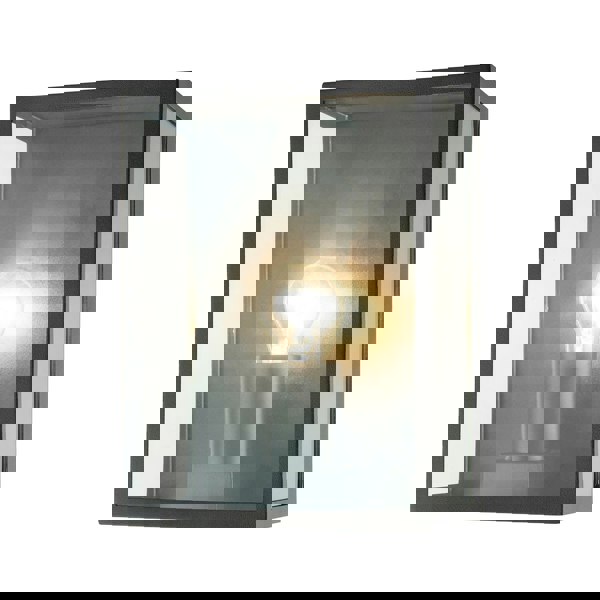 Modern Exterior Flush Wall Light Lantern in Matte Black with Clear Glass Panels Image 2