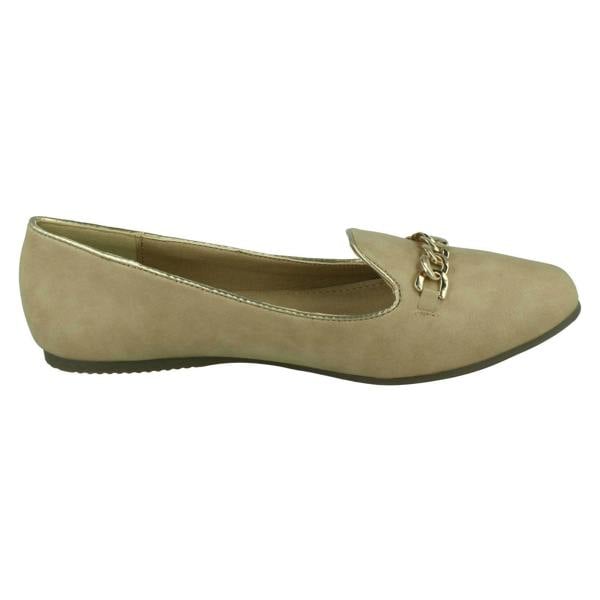 Spot On Ladies Spot On Chain Trim Flat Ballerina Shoes F80015