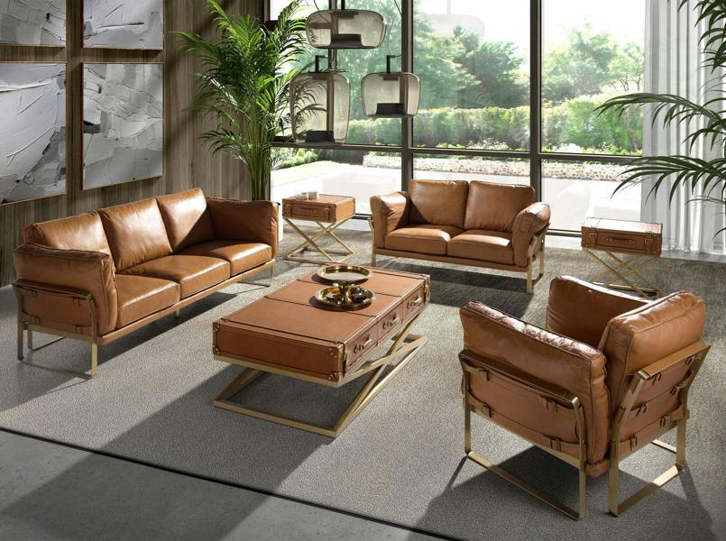 Angel Cerdá Camel leather sofa 6229/6230