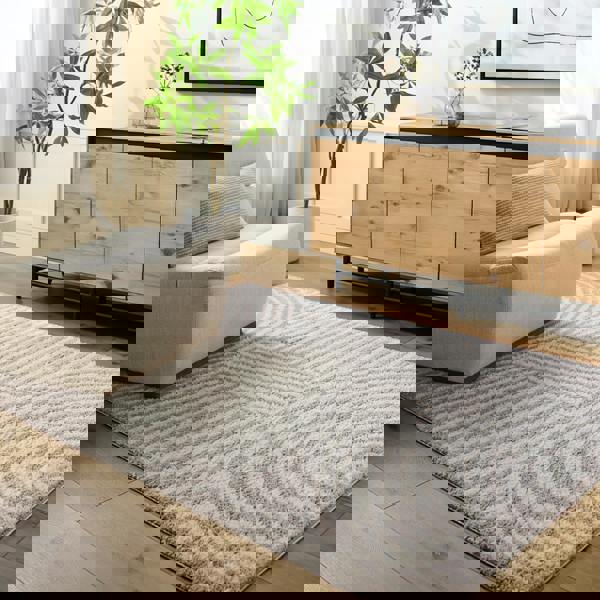 Livabliss Fossay Shag-Washable Beige Grey Modern High Pile Rug