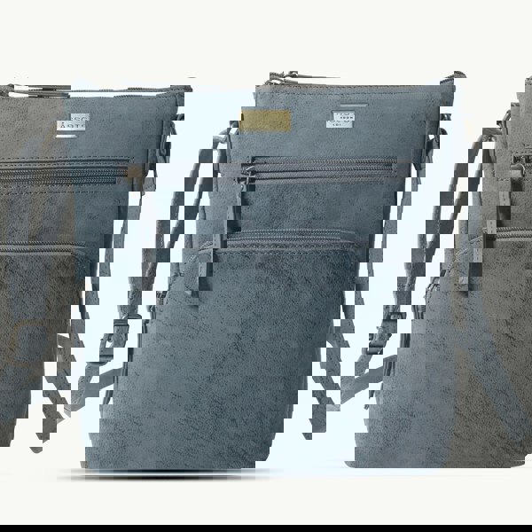 Assots London 'AGATHA' Distressed Denim Vintage VT Real Leather Crossbody Bag