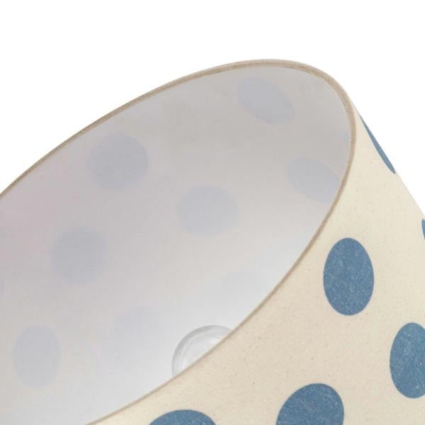 Modern Dusty Amparo Blue Linen Fabric Polka Dot Design Drum Lamp Shade Image 5