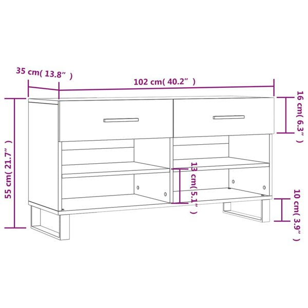 Berkfield Shoe Bench Concrete Grey 102x35x55 cm Engineered Wood