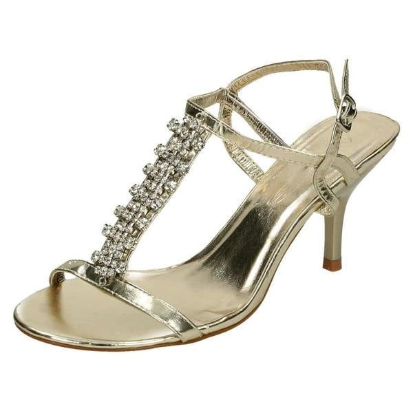 Spot On Ladies Spot On Diamante Strappy Heeled Sandals