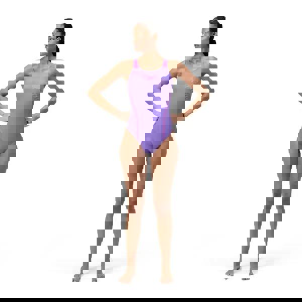 Speedo Medley Logo Swimsuit in purple pink with lavender fabric