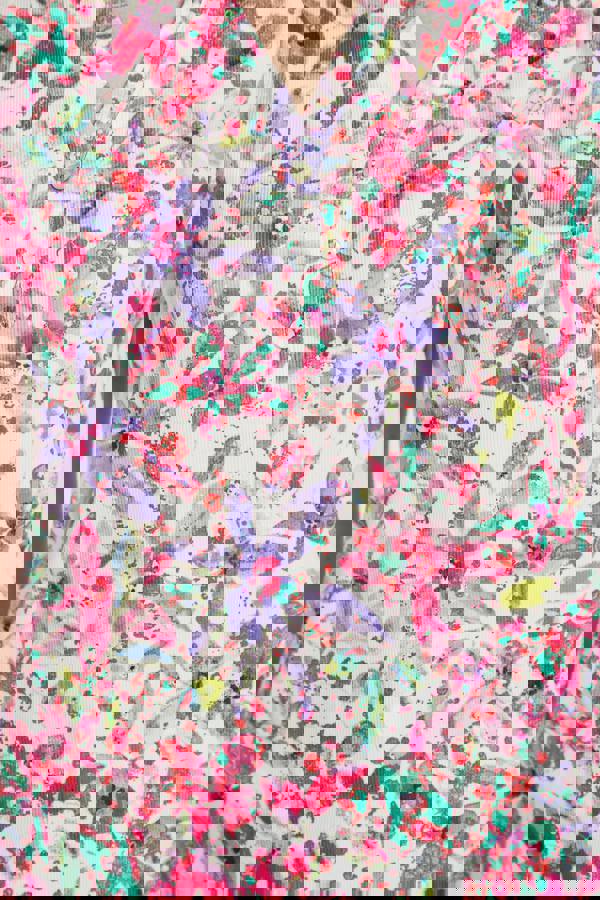 Mudflower Floral V-Neck Button Top