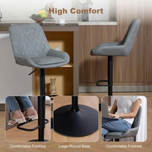 Wyld Haus Taraneno Set Of 2 Light Grey Faux Leather Retro Bar Chairs