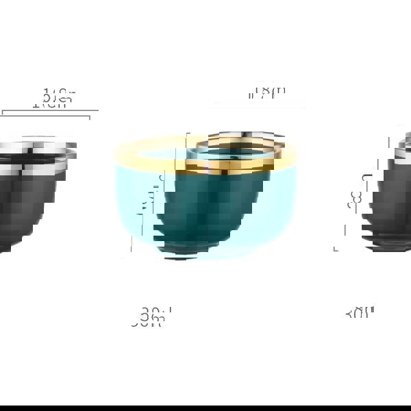 9 Piece Dinner Set, Green And Gold-Weilai Concept-Weilai Concept