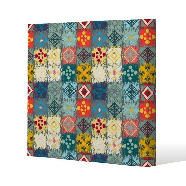 Benjamin Tate Design Tribal art boho Slim Style Canvas Print  75x75cm , 15mm Slim Real wood.