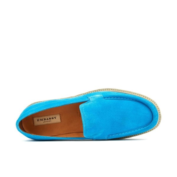 Embassy London Cruz - Sky Blue - Men's blue suede leather casual slip on with soft insoles