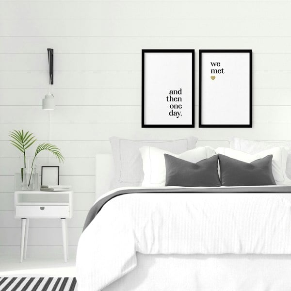 1st year anniversary gift | set of 2 wall art prints for Bedroom