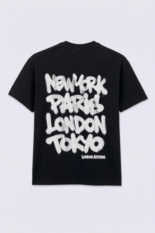 London Attitude Oversized Heavyweight City Graffiti Graphic T-Shirt