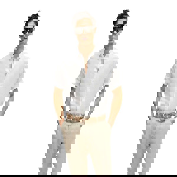 Boss Sash Woven Leather Sueded Belt - Beige