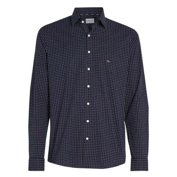 Calvin Klein Mens Microprint Poplin Shirt - Blue