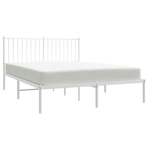 Berkfield Metal Bed Frame with Headboard White 140x200 cm