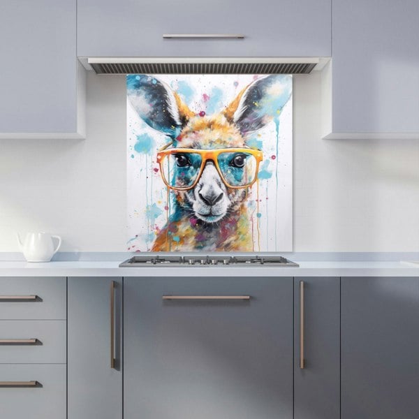 Warren Reed - Designer Splashart Kangaroo In Glasses Kitchen Splashback