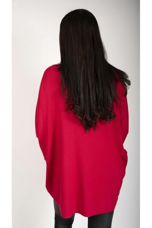 Jaira Oversized Knitted Jumper With Studded Star Detail - Red
