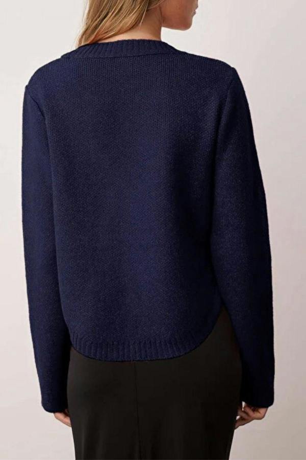 WOVCOR Soft Textured Knit Sweater with Button Detail