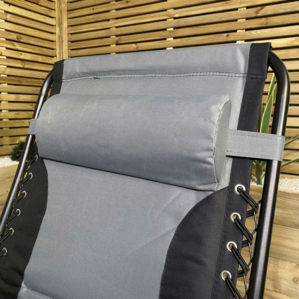 Samuel Alexander Luxury Padded Multi Position Zero Gravity Garden Relaxer Chair Lounger in Grey & Black