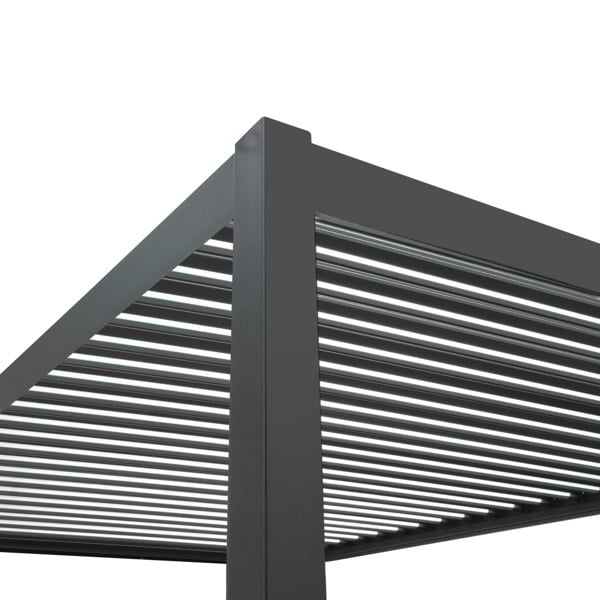 Monstershop Anthracite Aluminium Pergola With 2 x Shutter Panels - 3m x 3m