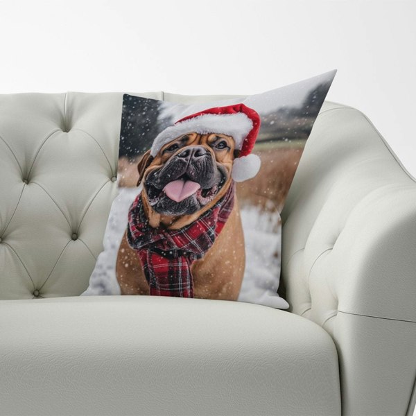 Warren Reed Snowy Christmas Bullmastiff Cushion