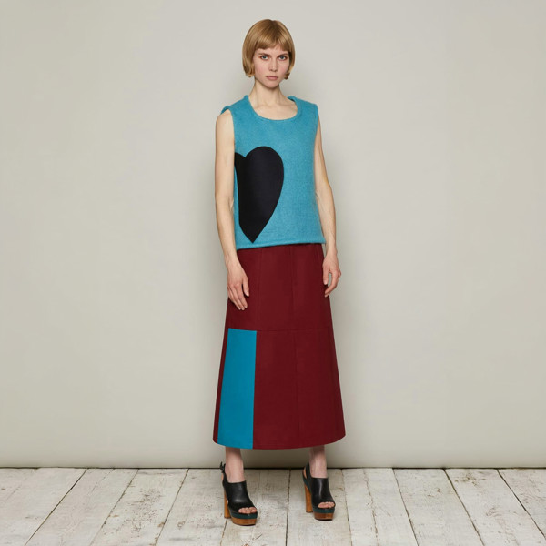 Bo Carter A Line Huberta Skirt in Organic Cotton - Maroon