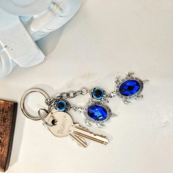 The Colourful Aura Turtle Tortoise Animal Turkish Protection Evil Eye Nazar House Car Keychain