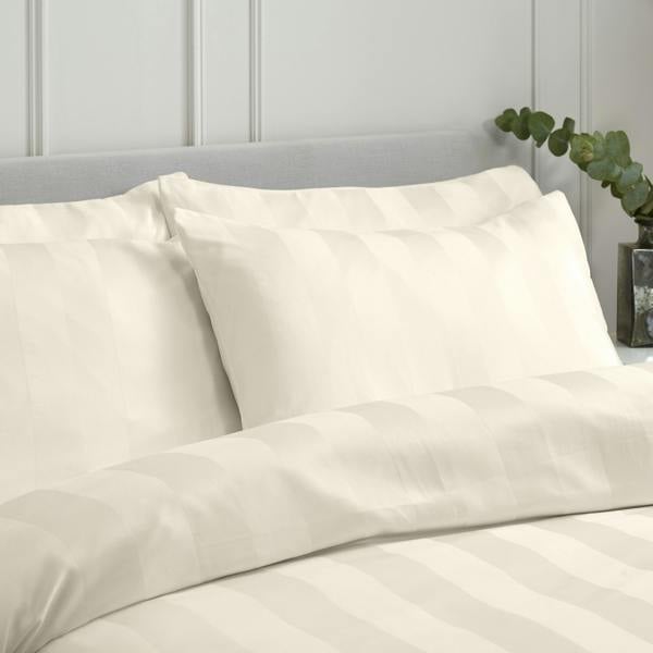 Bianca So Soft Satin Stripe Standard Pillowcase Pack of 4 Cream