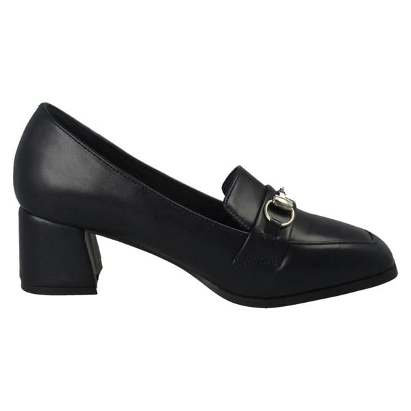 Spot On Ladies Spot On Buckle Detailed Slip On Mid Heel Court Shoe F90154