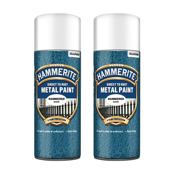 Hammerite 2X Hammerite Hammered White Spray Paint 400ml